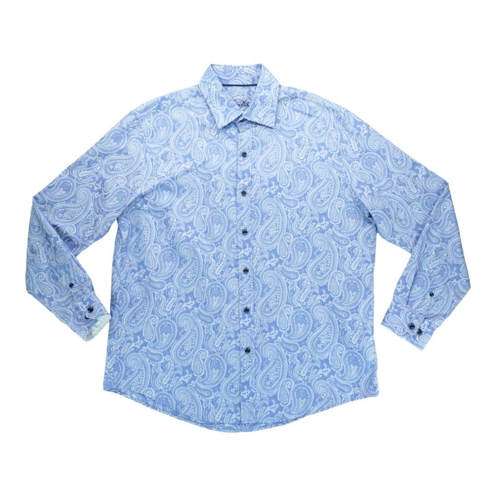 Tasso Elba Button Down Paisley Shirt Men’s 16-16.5 Flip Cuff Long Sleeves